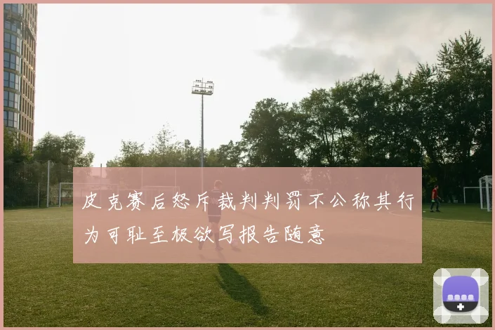 皮克赛后怒斥裁判判罚不公称其行为可耻至极欲写报告随意